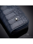 Montblanc Leather Meisterst&uuml;ck Selection Single Pen Pouch Indigo Zipper 112984