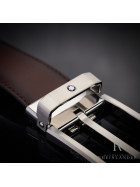 Montblanc Classic Line Stainless Steel Brown Sfumato Leather Belt ID 118416 OVP