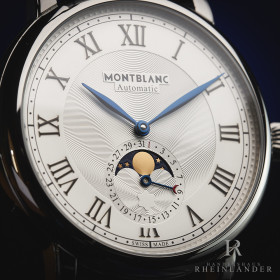 Montblanc Star Legacy 42mm Automatic Moonphase Blue Strap Silver Dial ID 126079