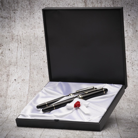 Montblanc Meisterst&uuml;ck Wedding Fountain Pen Set Black Resin Gold ID 104150 OVP